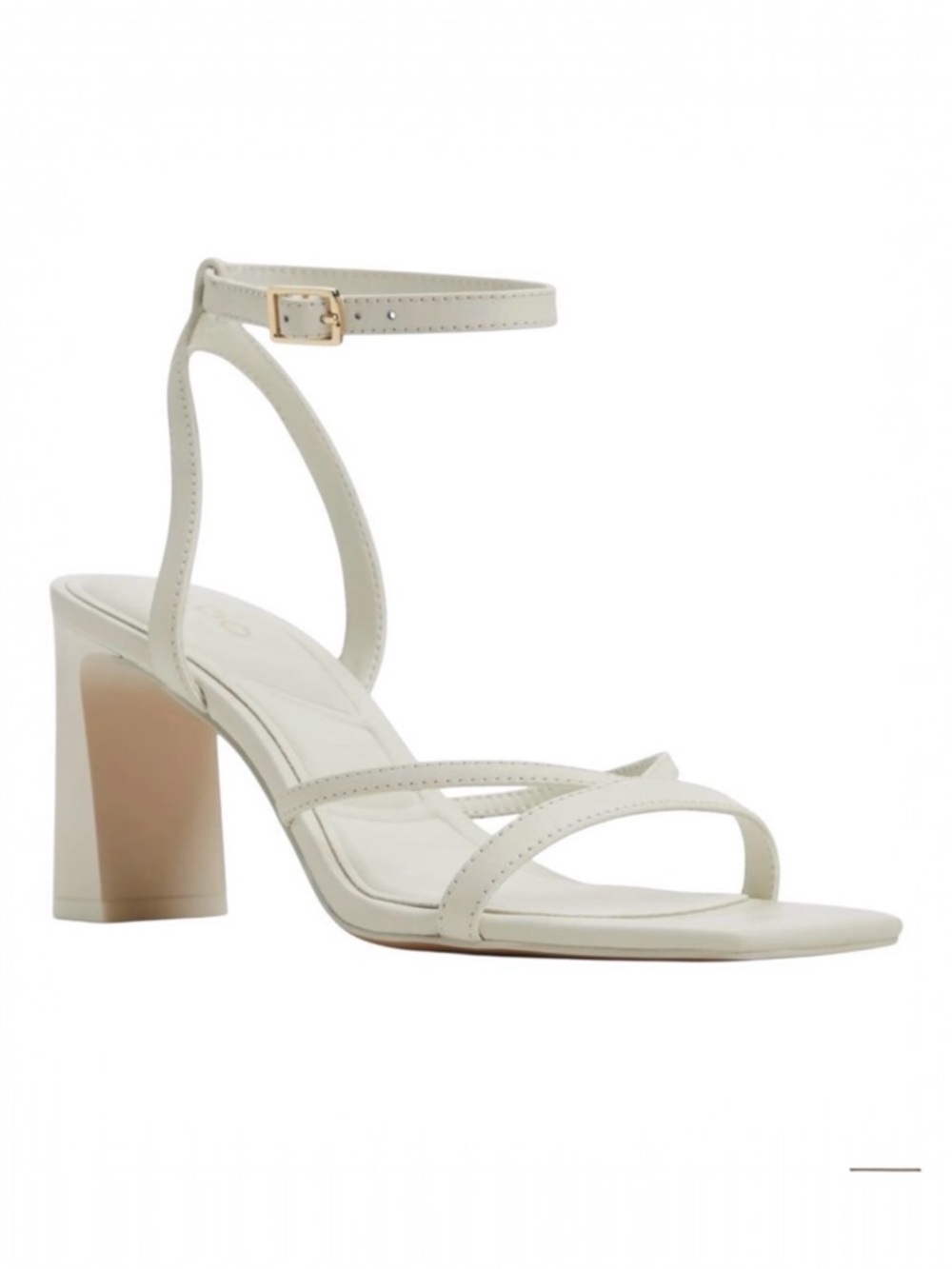 Aldo Stellare Womens White Leather Block Heel Ankle‎ Strap Sandal Size 8.5